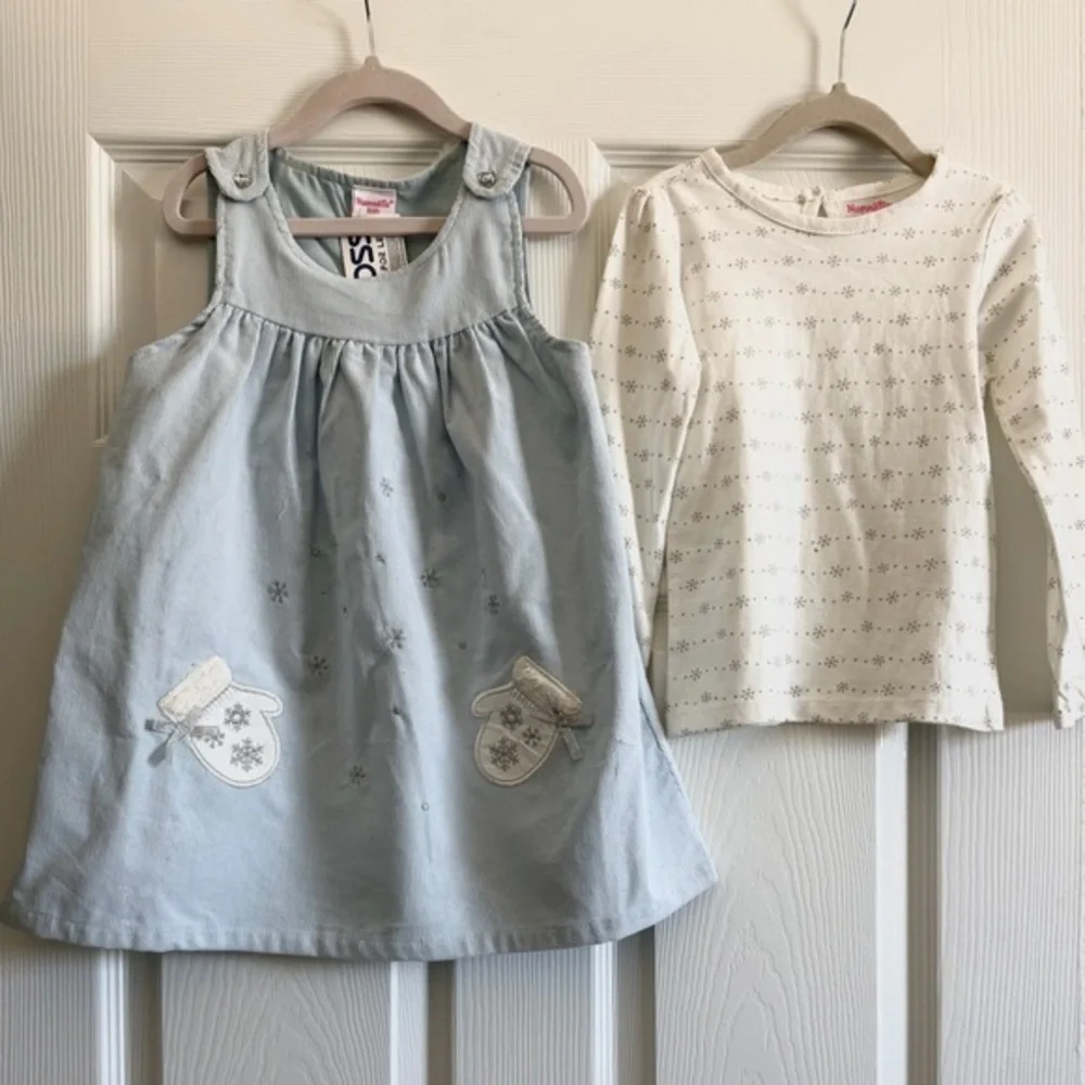 Nannette Light Blue and White Kids Dress Set